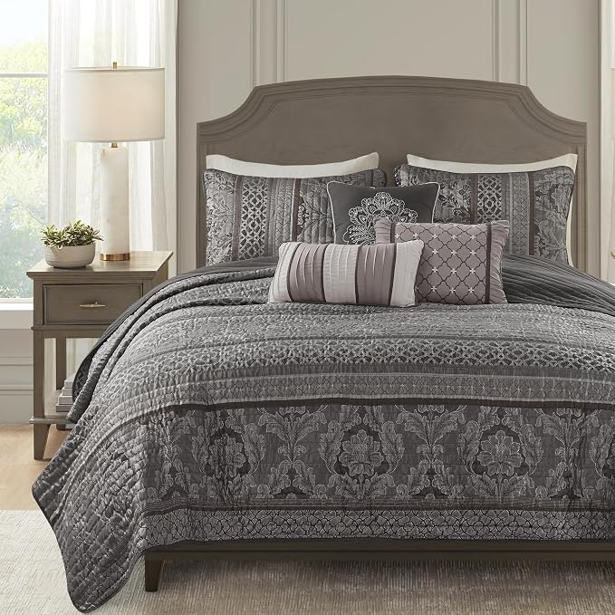 Madison Park Quilt Traditional Damask Design All Season, Lightweight Coverlet by MADISONPARK