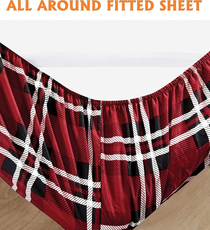 Elegant Comfort Luxury Soft Bed Sheets Plaid Pattern - Image 4