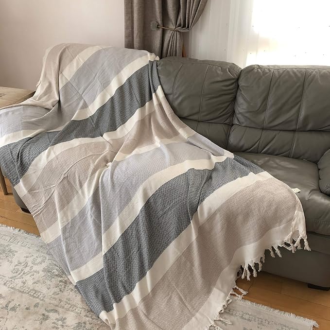Bersuse 100% Cotton Aspendos XL Throw Blanket - Image 6