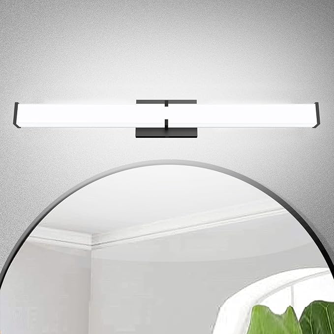 Bathroom Lighting Fixtures Over Mirror: ETL Certified 24 Inch Black Modern LED by NOVELUX
