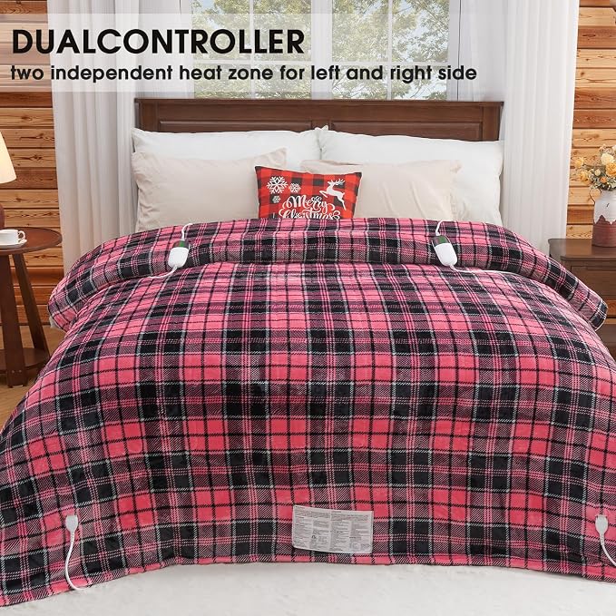 Pink Heated Blanket Electric, Queen Size 84X90, 10 Heat Levels/8 Hours Auto - Image 2