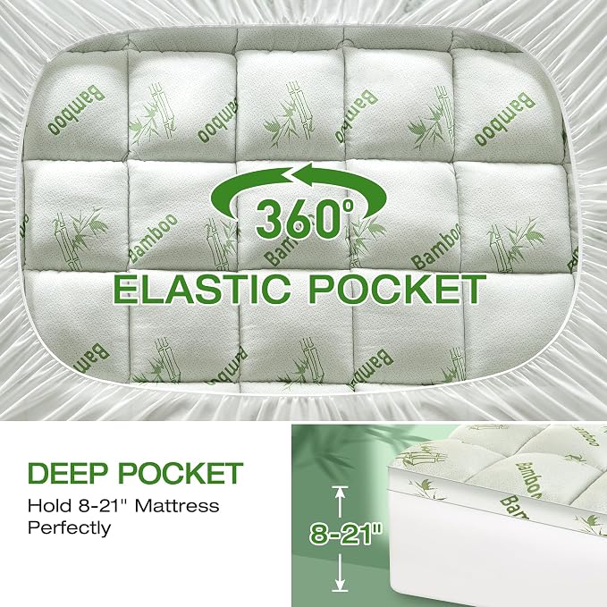 Mattress Topper Full Size Viscose Derived from Bamboo, Thick Soft Pillow Top - Image 6