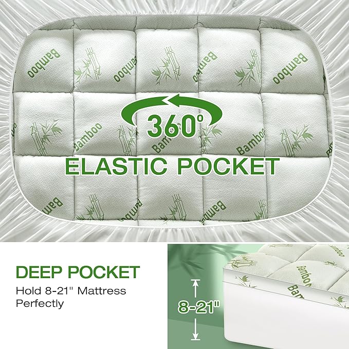 Mattress Topper Queen Size Viscose Derived from Bamboo, Thick Soft Pillow Top - Image 6