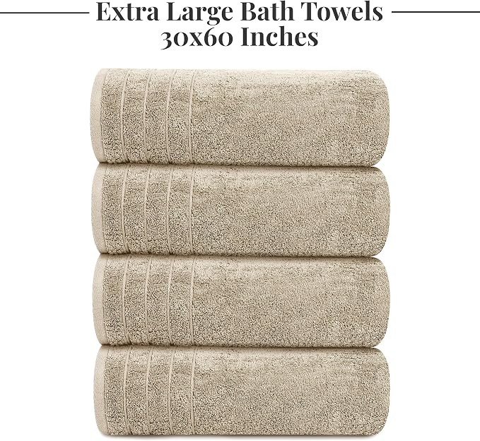 Tens Towels Pack of 4 Extra Large Bath Towels 30 x 60 Inches, 100% Cotton - Image 5