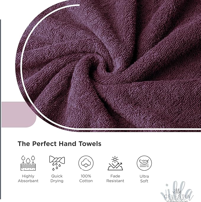 100% Cotton Hand Towel Set of 4, Sustainable, Highly Absorbent, Quick Drying - Image 3