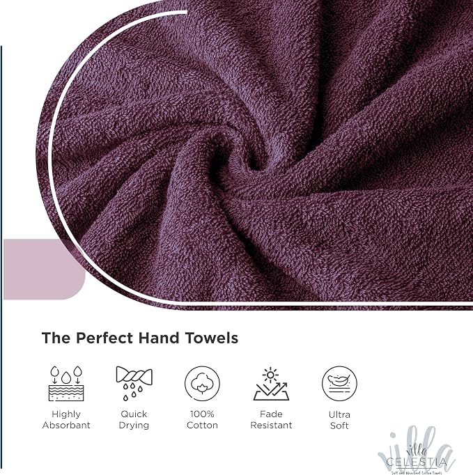 100% Cotton Hand Towel Set of 2, Sustainable, Highly Absorbent, Quick Drying - Image 3