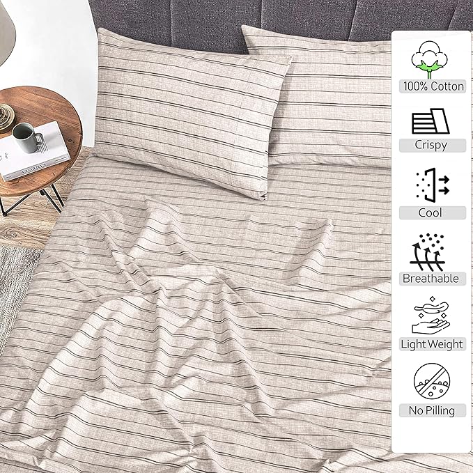 RUVANTI 100% Cotton Sheets – Full Size Percale Bedding, Cooling & Breathable - Image 2