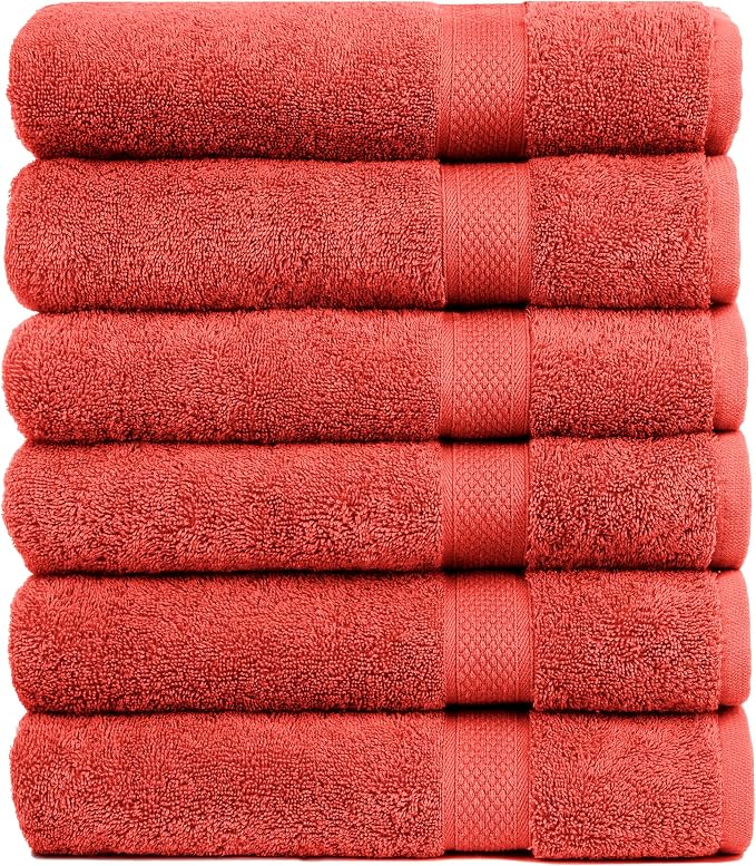 Pleasant Home Bath Towels Set of 6 100% Cotton, 515 GSM | Lightweight, Soft & by PH+Pleasant+Home