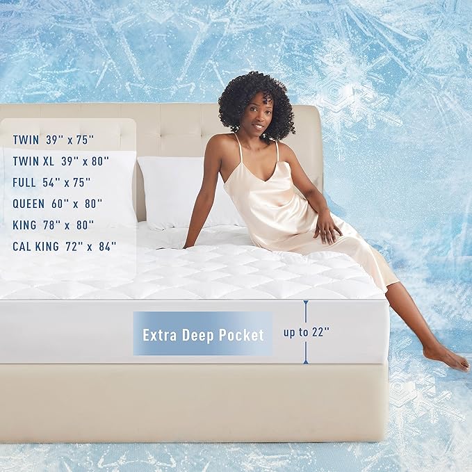 Sunflower Cooling Quilted King Mattress Protector, Mattress Pad Chill Soft - Image 5