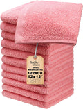 Basic Wash Cloths 12x12 Inches – Pack of 12 – Rose Pink Color – Soft and by TEXTILA