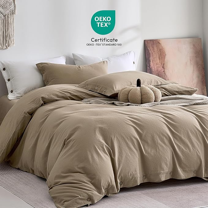 JELLYMONI 100% Washed Cotton Duvet Cover Full – Soft, Breathable Linen-Look - Image 2