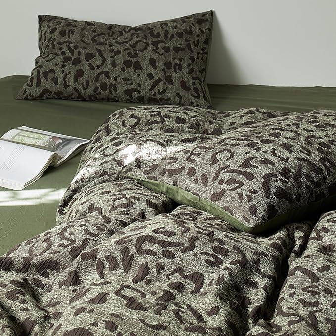 mixinni Leopard Duvet Cover King Size, Premium Yarn-Dyed Jacquard Cotton Duvet - Image 4