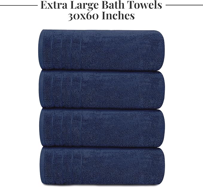 Tens Towels Pack of 4 Extra Large Bath Towels 30 x 60 Inches, 100% Cotton - Image 5