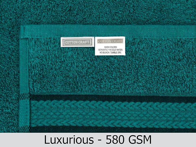 Cotton Craft Ultra Soft 6 Pack Hand Towels 16x28 Teal Weighs 6 Ounces Each - Image 8