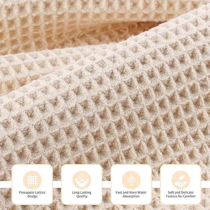 MICROFI New Microfiber Waffle Bath Towels, 3 Pieces, Fast Drying, Lint Free - Image 2