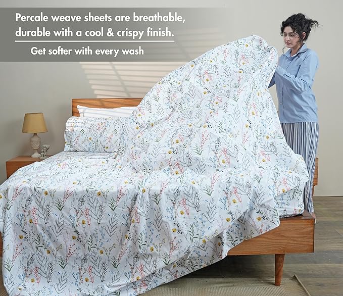 RUVANTI 100% Cotton Sheets – Full Size Percale Bedding, Cooling & Breathable - Image 3