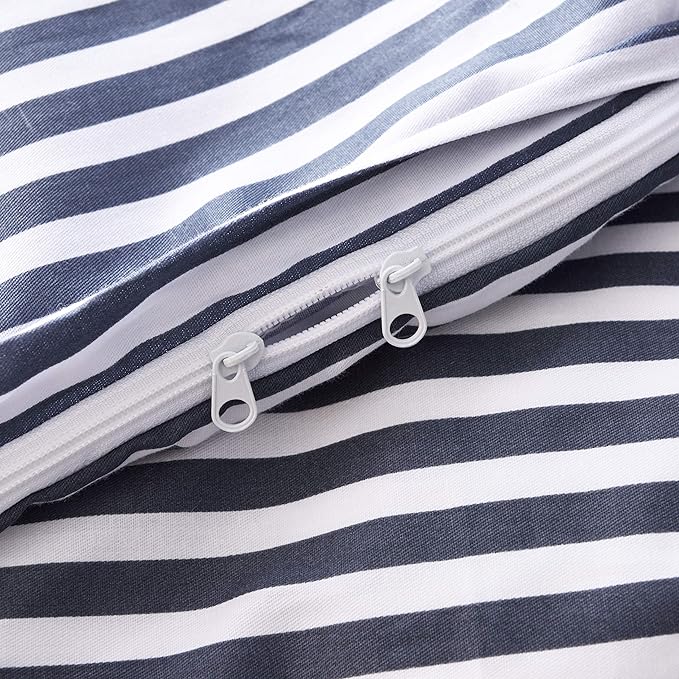 JELLYMONI 100% Natural Cotton 3pcs Striped Duvet Cover Sets, - Image 5