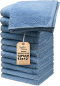 Basic Wash Cloths 12x12 Inches – Pack of 12 – Blue Color – Soft and Absorbent by TEXTILA
