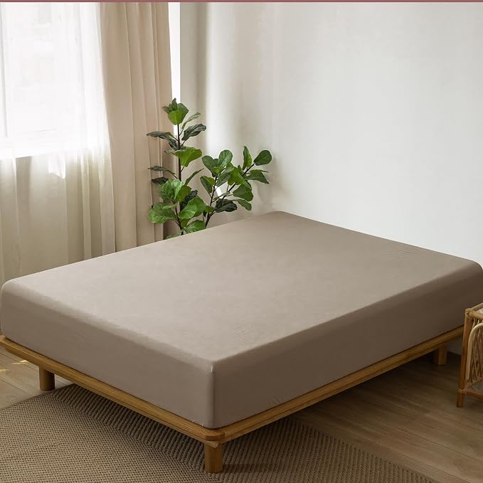MooMee Fitted Bottom Sheet Only 100% Washed Cotton Linen Like Textured - Image 3