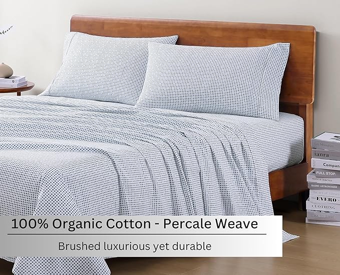 LANE LINEN Eco Friendly 100% Organic Cotton Queen Bed Sheets Set, Printed - Image 3