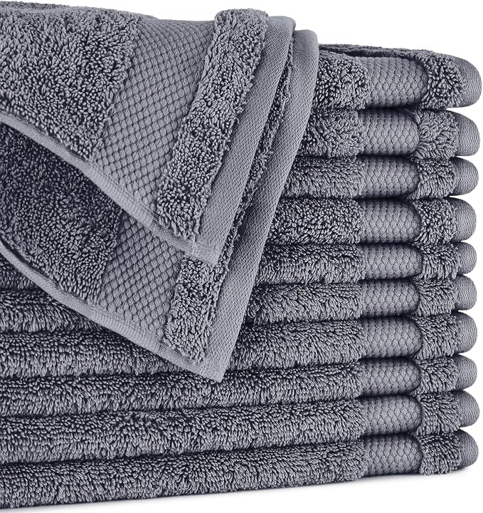 BIOWEAVES 100% Organic Cotton 700 GSM Plush Washcloths 13" x 13" GOTS Certified by BIOWEAVES
