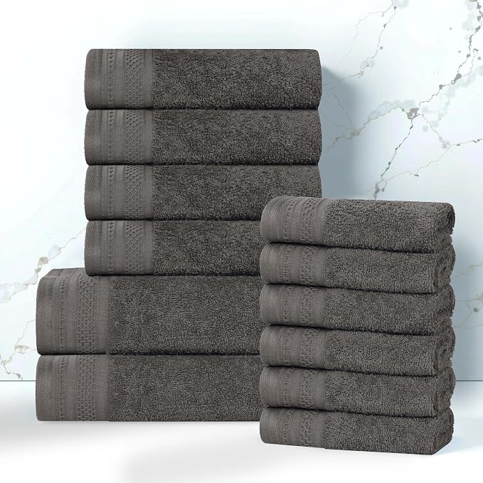 Superior Honeycomb 100% Cotton 500 GSM 12 Piece Bath Towel Set, 6 Washcloths - Image 2