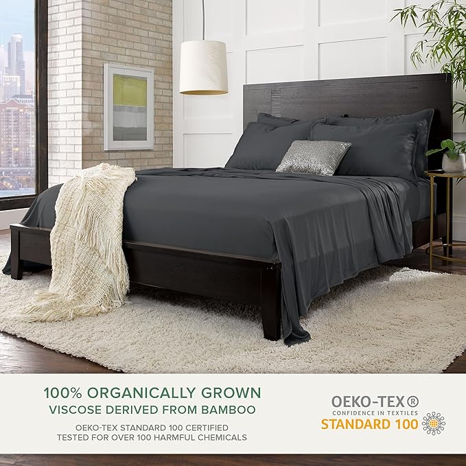 Pure Bamboo King Sheets, Genuine 100% Organic Viscose Derived from Bamboo Bed - Image 2