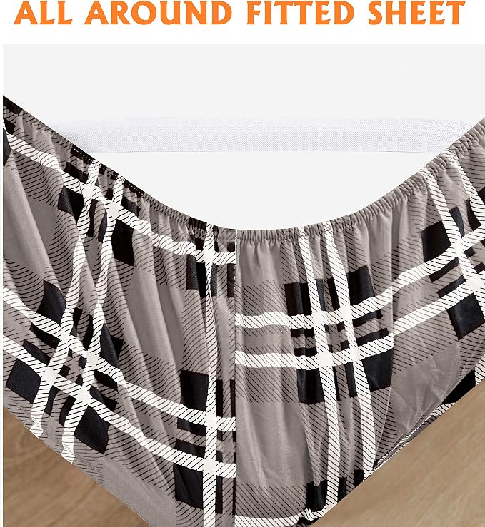 Elegant Comfort Luxury Soft Bed Sheets Plaid Pattern - Image 4