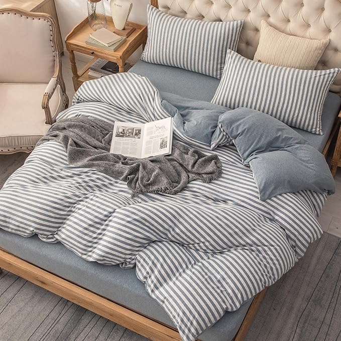 PURE ERA Jersey Knit Duvet Cover Set 100% T-Shirt Heather Cotton Super Soft - Image 6