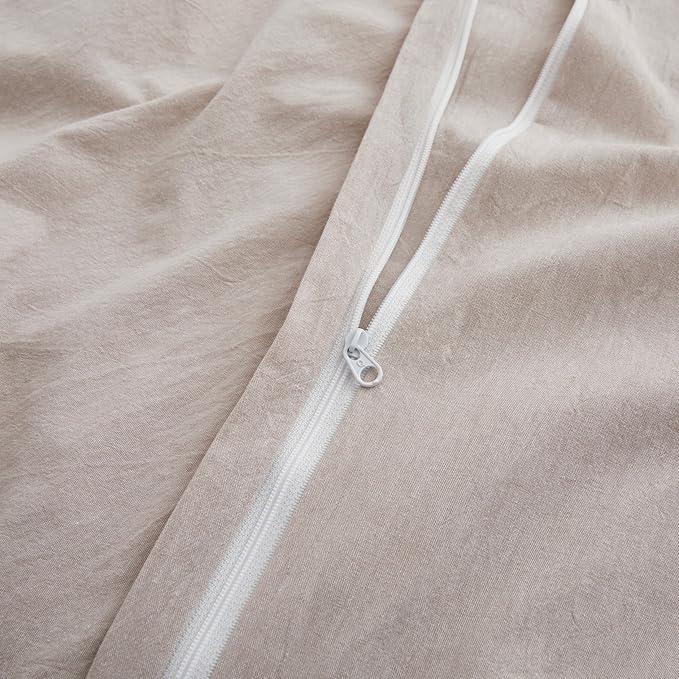 Linen Light Grey Duvet Cover Full Size, 100% Washed Cotton Linen Like Bedding - Image 5