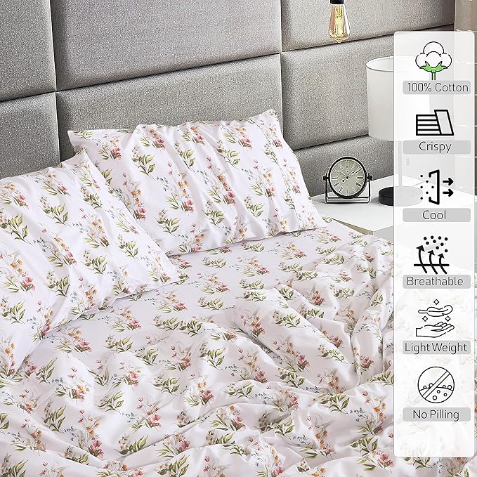 RUVANTI 100% Cotton Sheets – Twin XL Size Percale Bedding, Cooling & Breathable - Image 3