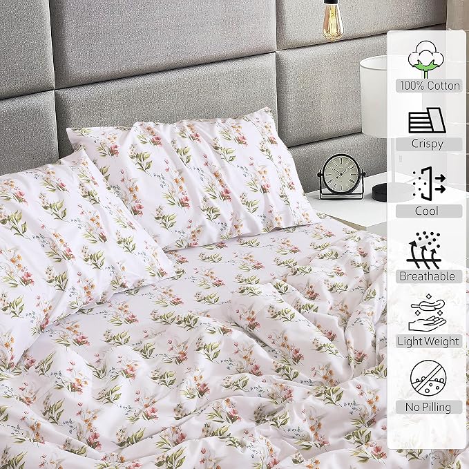 RUVANTI 100% Cotton Sheets – Full Size Percale Bedding, Cooling & Breathable - Image 3
