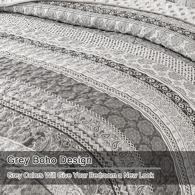WONGS BEDDING Boho Quilt Set Full Size, Lightweight Microfiber Bedspread - Image 6