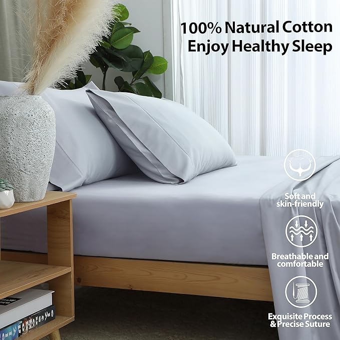 Queen Size Fitted Sheet Only Gray, 100% Egyptian Cotton 600 Thread Count - Image 2