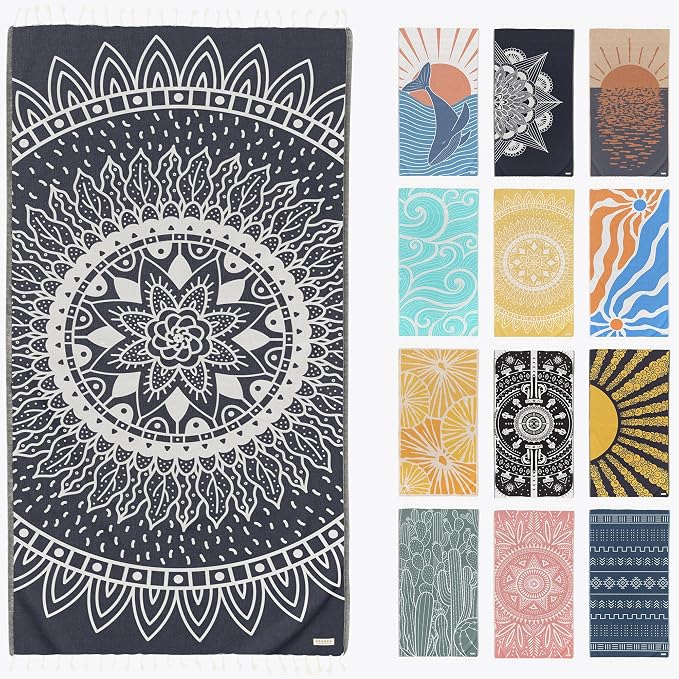 FESHKA Sand Proof Turkish Beach Towel – Oversized, Quick Dry & Lightweight by FESHKA