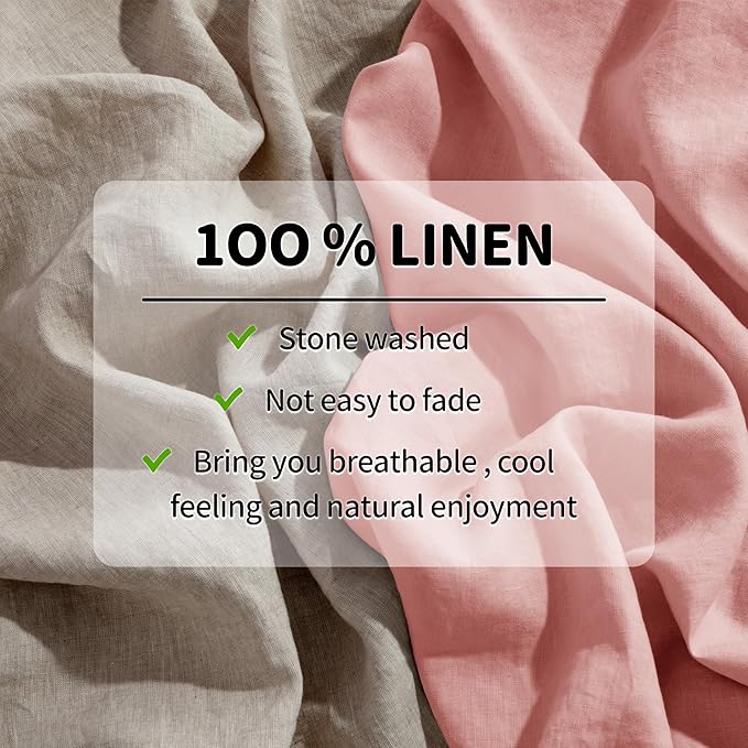 LBRO2M 100% Pure Linen Sheet Set Deep Pocket Up to 16" Bed Sheets Sets - Image 3