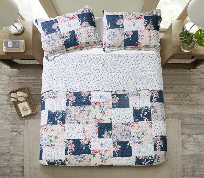 Brilliant Sunshine Roses in Beige Quilt Set, 3-Piece Bedding Sets, Lively - Image 7