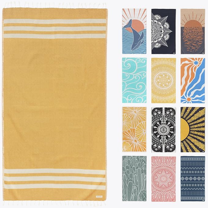 FESHKA Sand Proof Turkish Beach Towel – Oversized, Quick Dry & Lightweight by FESHKA