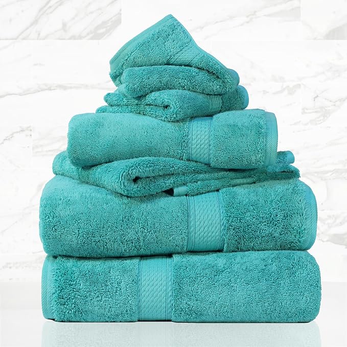 SUPERIOR Egyptian Cotton Pile 6 Piece Towel Set, Includes 2 Bath, 2 Hand by SUPERIOR
