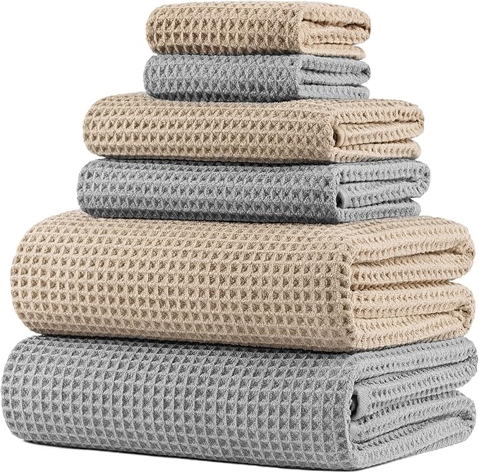 POLYTE 430 GSM Microfiber Quick Dry Lint Free Oversize Bath Towel Set, 6 Piece by Polyte