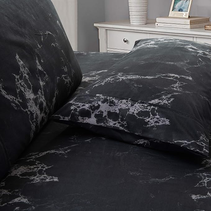 Elegant Comfort Luxury Soft Bed Sheets Marble Pattern - Image 3
