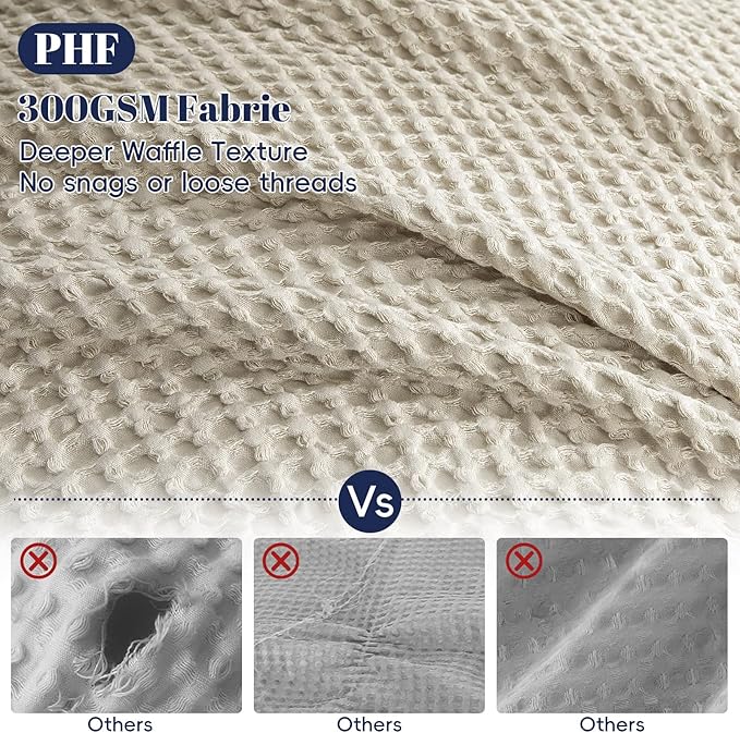 PHF Waffle Weave Duvet Cover Set Queen Size, No Snagging Ultra Soft Luxury - Image 3