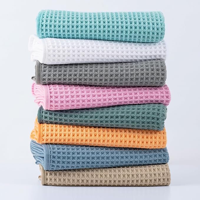 MICROFI New Microfiber Waffle Bath Towels, 3 Pieces, Fast Drying, Lint Free - Image 6