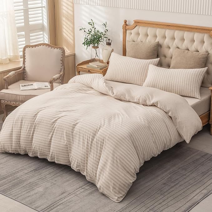 PURE ERA Jersey Knit 2pc Duvet Cover Set 100% T-Shirt Heather Cotton Super Soft - Image 8