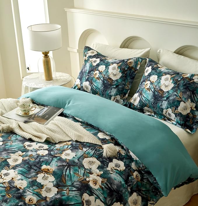 Cupocupa Duvet Cover Queen Size Set Boho Floral Pattern Queen Duvet Cover Set - Image 5