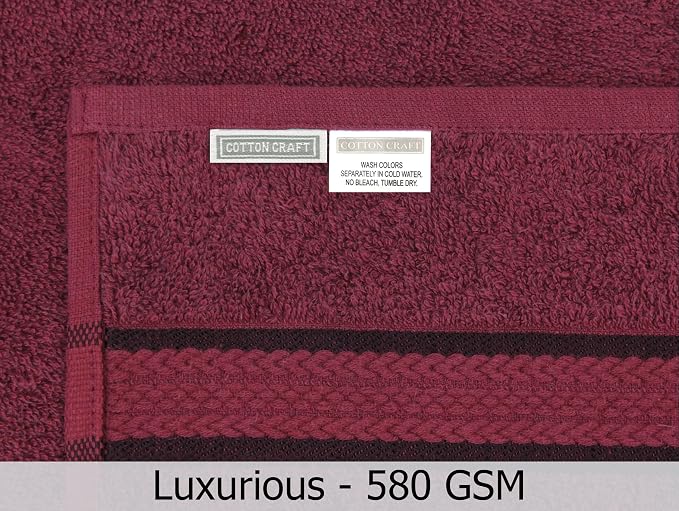 Cotton Craft Ultra Soft 4 Pack Oversized Extra Large Bath Towels 30x54 Burgundy - Image 7