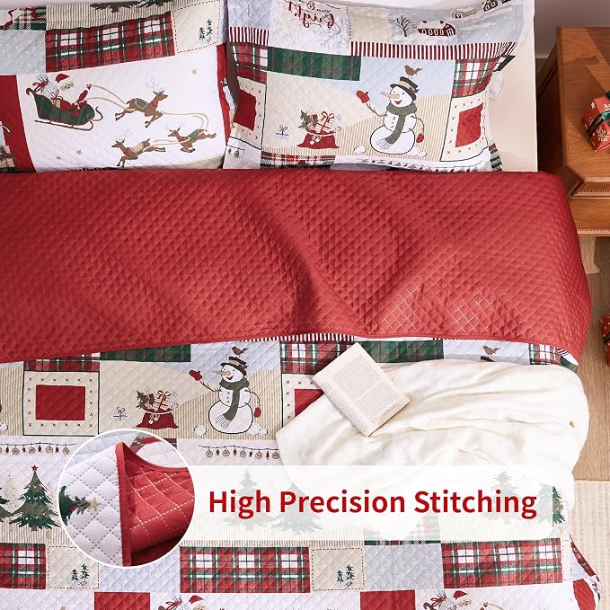 PPOLCA Christmas Twin Quilt Bedding Set, 2-Piece Snowman Printed Lightweight - Image 3