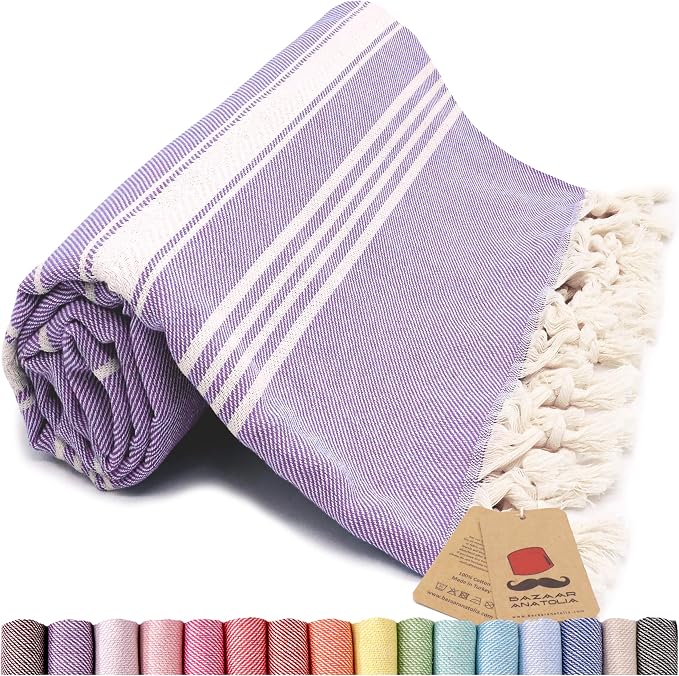 Bazaar Anatolia Turkish Beach Towel – 100% Cotton, Quick Dry, Sand Free Towel by BazaarAnatolia