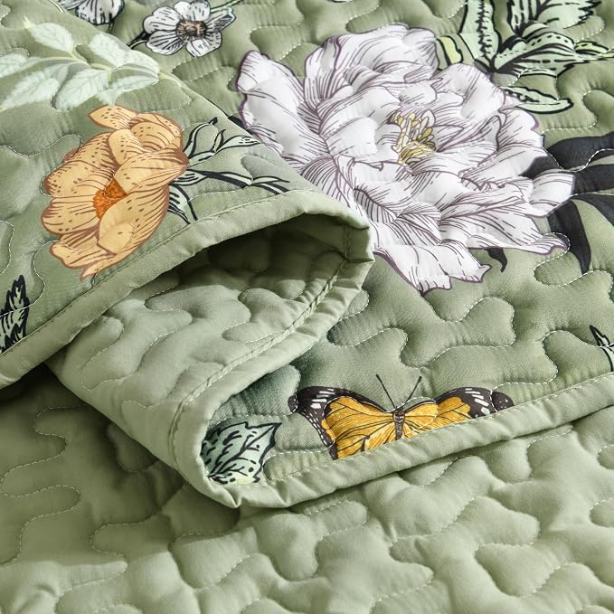 Litanika Floral Green Quilt California King Size - Image 5