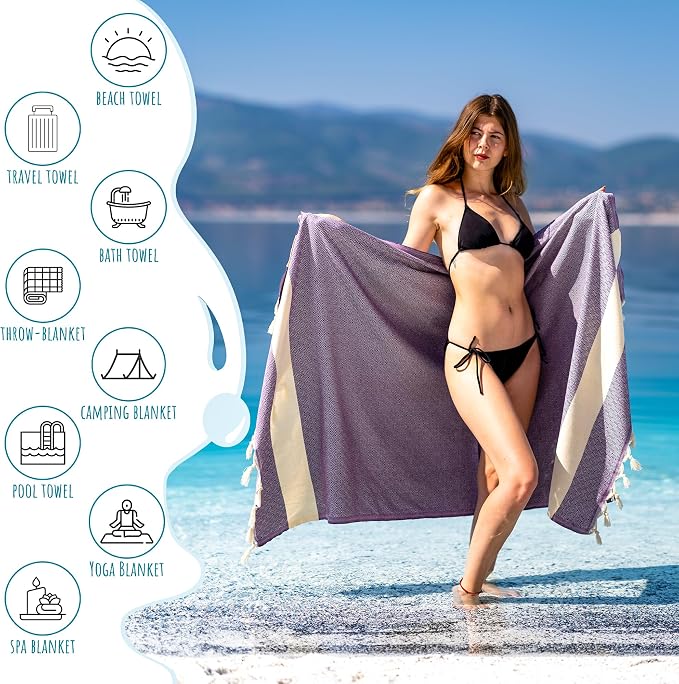 Turkish Beach Towel Oversized Clearance XL 40x71- Sand Free - Image 3